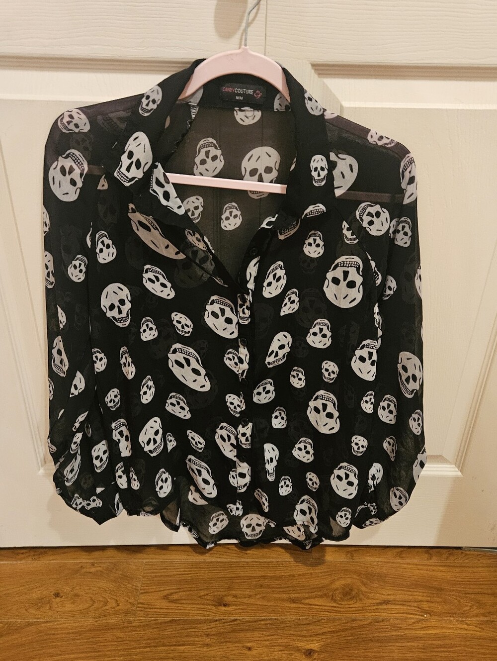 Skull Sheer Blouse by Candy Couture, Vintage Y2K - Picture 2 of 5